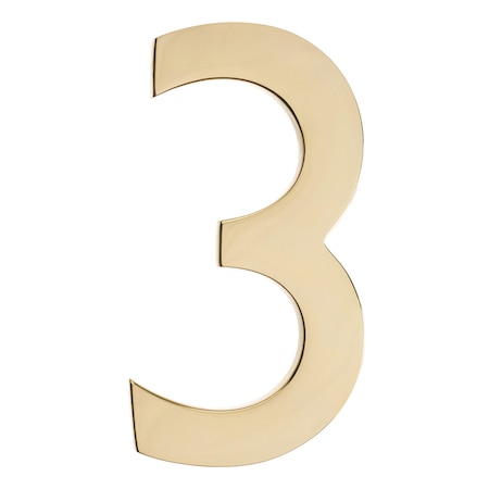 Brass 5 Inch Floating House Number Polished Brass 3
